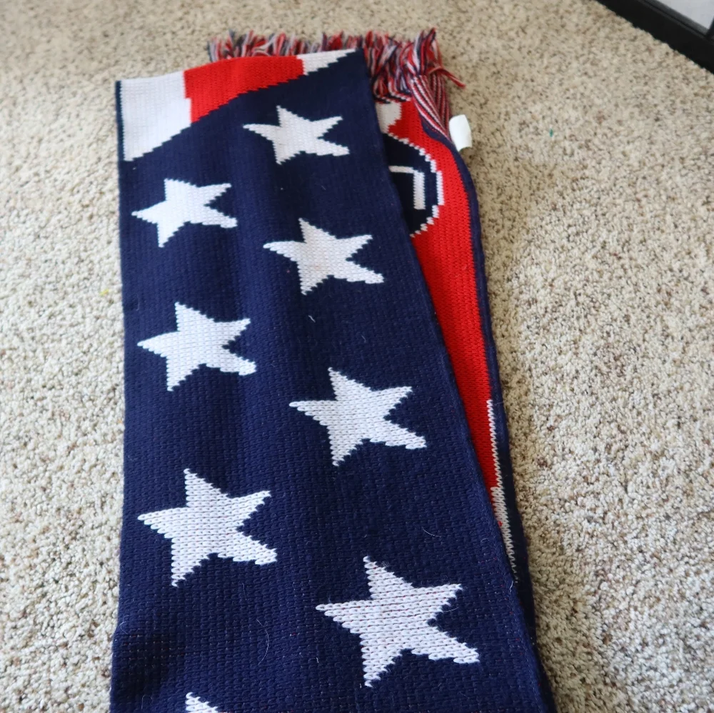 Knitmakers USA Patriotic Stars and Stripes Acrylic Scarf